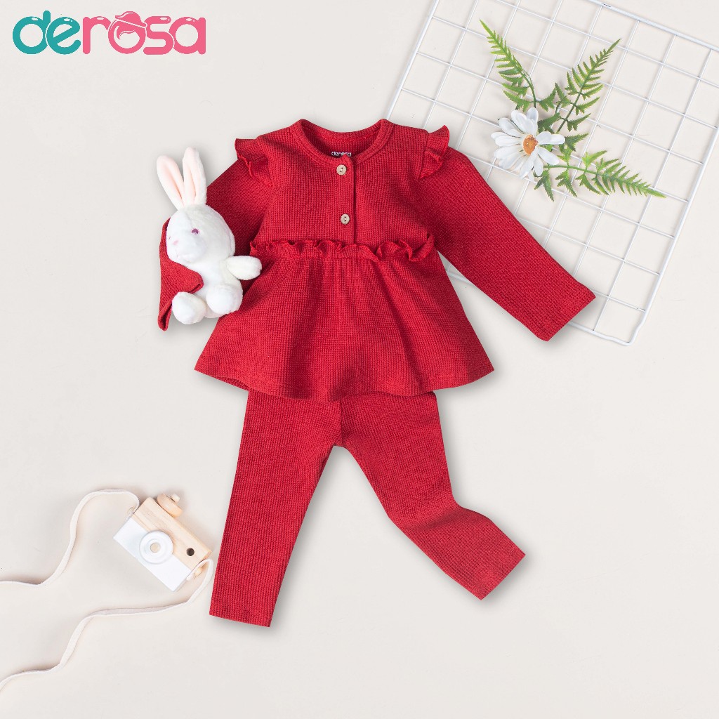 Bộ quần áo thu đông dễ thương dài tay bé gái DEROSA KIDS cho bé 6-36 tháng AWBBD1037B AWBBD1111B