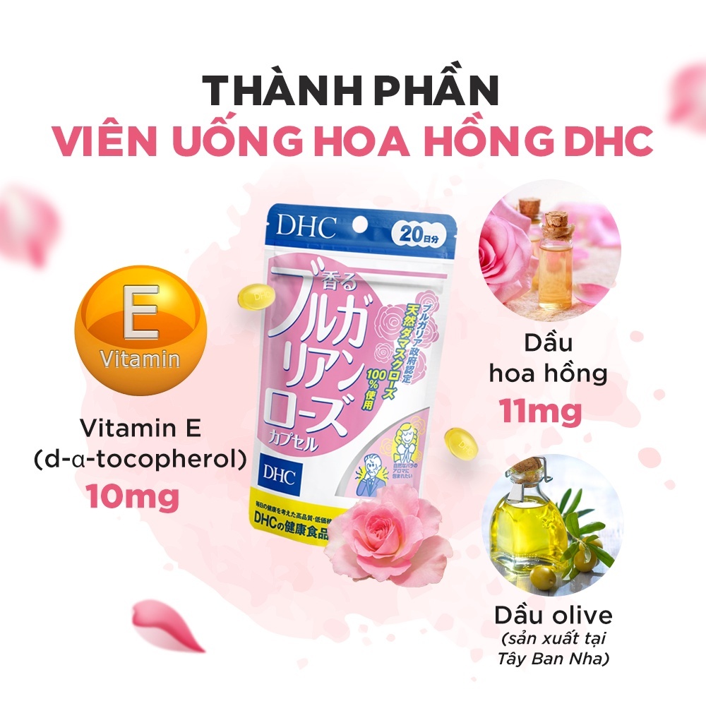 Viên uống thơm cơ thể DHC Nhật Bản Rose giúp ngăn mùi, tỏa hương hoa hồng tự nhiên gói 60 viên (30 ngày)