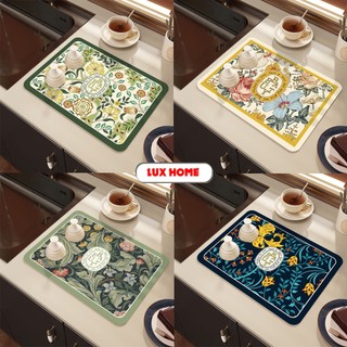 Thảm thấm hút nước nhanh khô chất liệu Da Nappa + Cao Su chống trượt thảm lót ly tiện dụng nhà bếp 