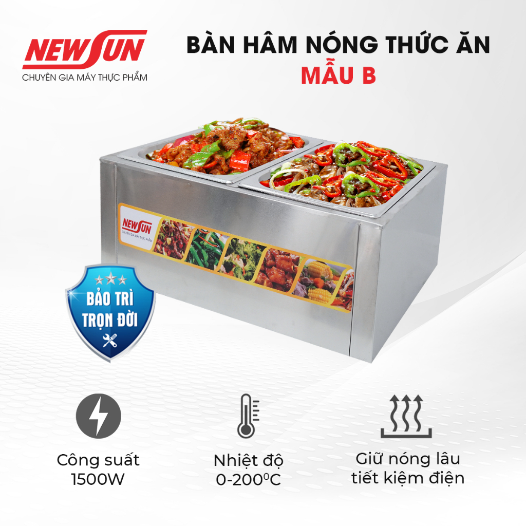 Bàn hâm nóng thức ăn mẫu B NEWSUN - (Gía bán chưa bao gồm phí Newsun vận chuyển)
