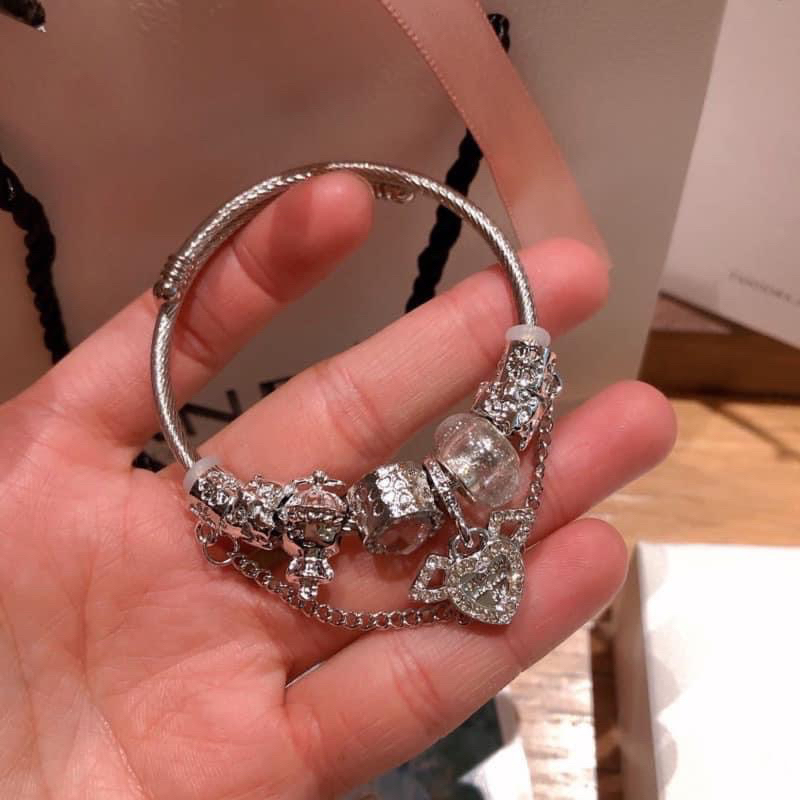 VÒNG CHARM KÈM XÍCH TIM ĐÁ FULL BOX