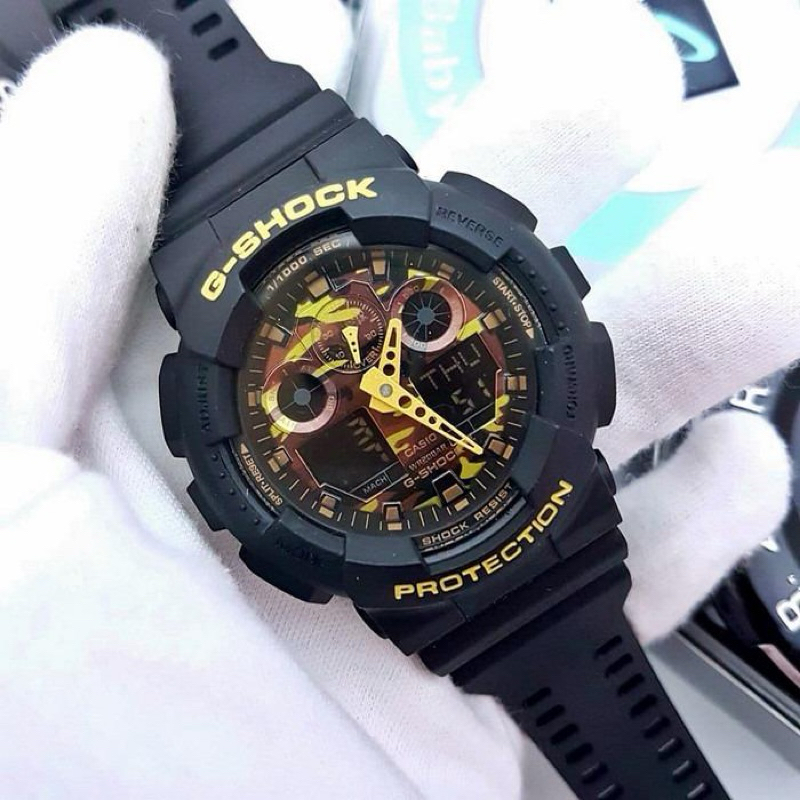 Đồng hồ nam dây nhựa G-SHOCK Casio chính hãng Anh Khuê GA-100CF-1A9DR