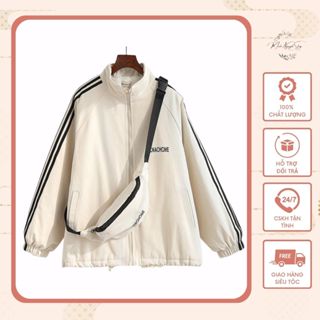 Áo khoác gió nữ, Áo gió thời trang có kẻ sọc tay - Minh Nguyệt Shop