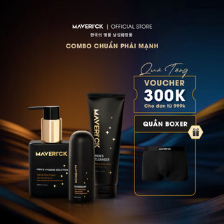 Combo chuẩn phái mạnh Maverick Choice - Sữa rửa mặt nam sáng da, dung dịch vệ sinh kháng khuẩn & lăn khử mùi 60ml