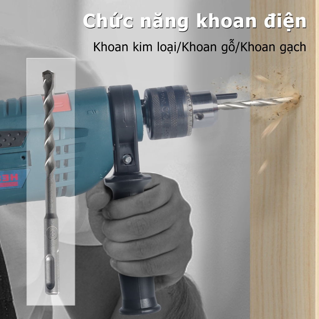 Máy Khoan Điện Cầm Tay 910W 13ly Kèm Phụ kiện Máy Khoan 2 Chế Độ Cực Khỏe,Hai Chế Độ Sắt Gỗ Và Bê Tông Đầu