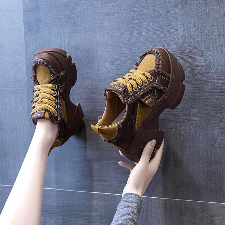 Giày thể thao nữ, sneaker nữ cao cổ da PU đế cao su tăng chiều cao phối màu trẻ trung năng động