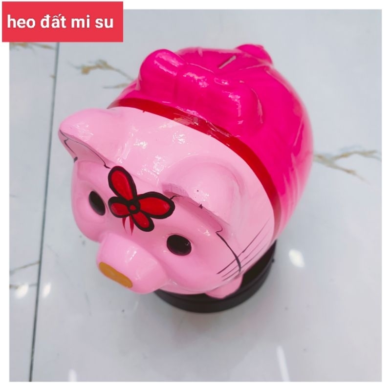 HEO ĐẤT TIẾT KIỆM HÌNH MÈO KITTY HỒNG BÓNG ĐẸP BÓNG BỀN MÀU LOẠI 1 NGANG 15