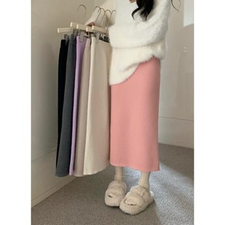 Chân váy len lót lông thỏ siêu dày ấm, chân váy len dáng dài, ergo clothes