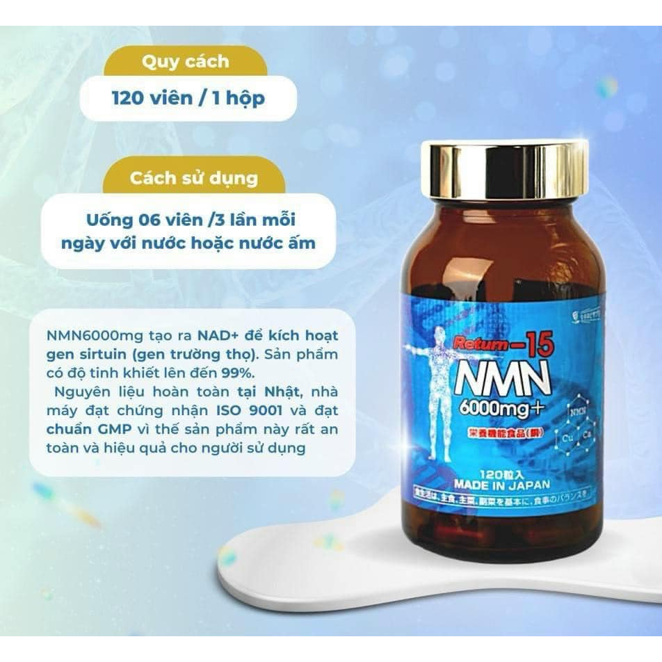 NMN6000 - Viên Uống Hỗ Trợ Trẻ Hóa & Trường Thọ Return-15 NMN6000mg+