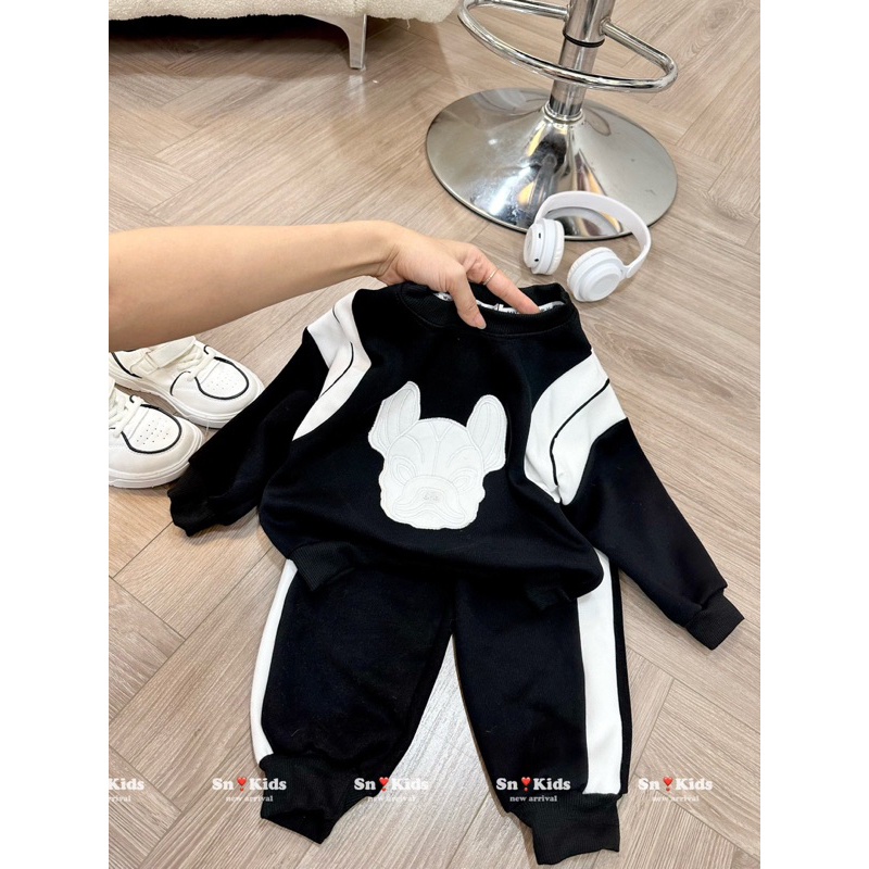 Bộ quần áo thu đông vải nỉ ép hai da cho bé trai,bé gái