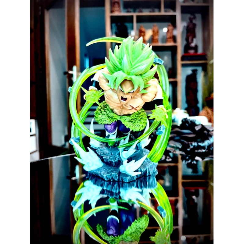 Mô hình Dragon Ball , Broly hiệu ứng ánh hào quang xanh 17cm , nhựa PVC