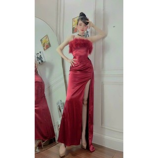 ĐẦM BODY HAI DÂY PHỐI LÔNG