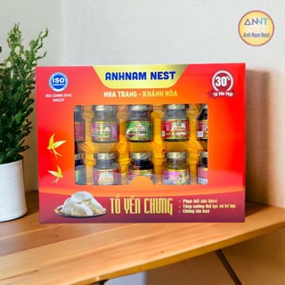 Hộp quà biếu 10 hũ yến sào ANHNAMNEST 70ml-30% Yến Nha Trang Mix vị ( SX T3.2025))