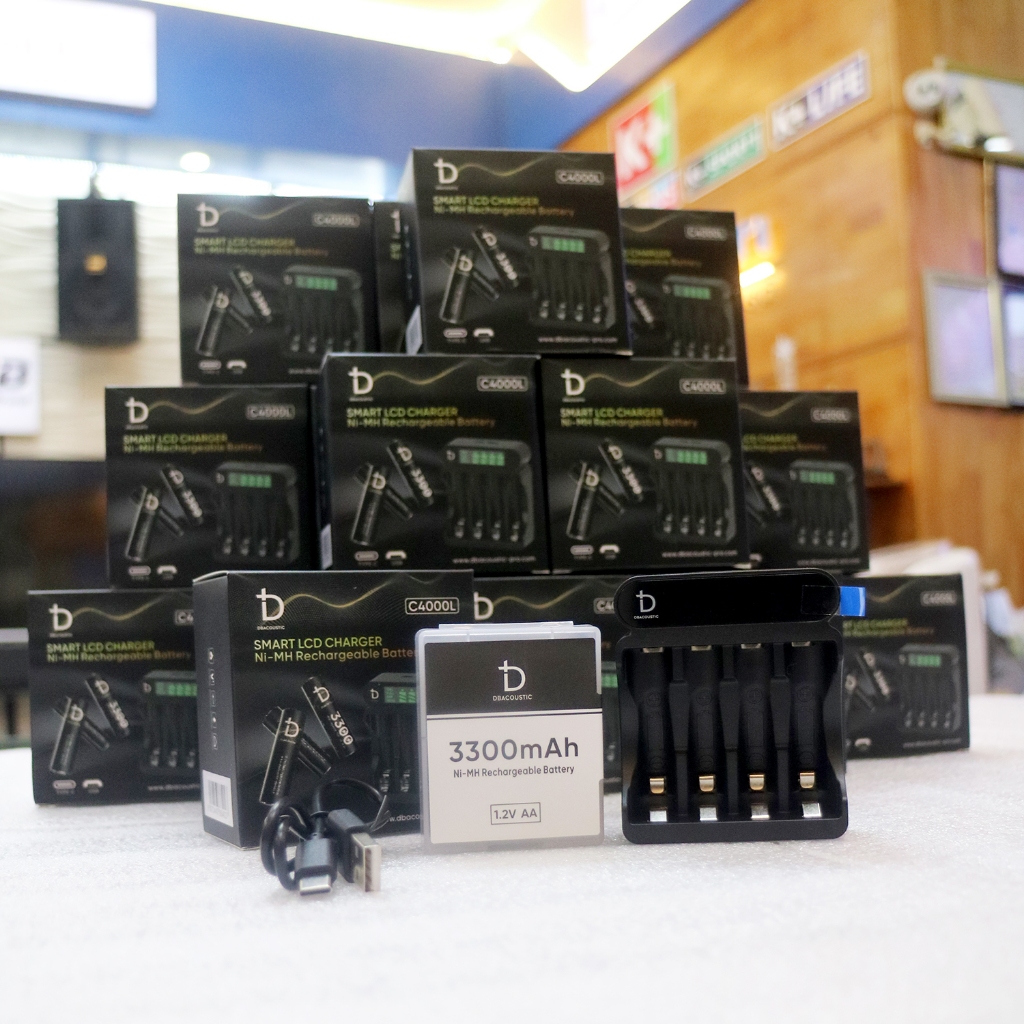 Combo dock sạc kèm 4 viên pin AA 1.2V 3300mAh dBacoustic, hàng chính hãng