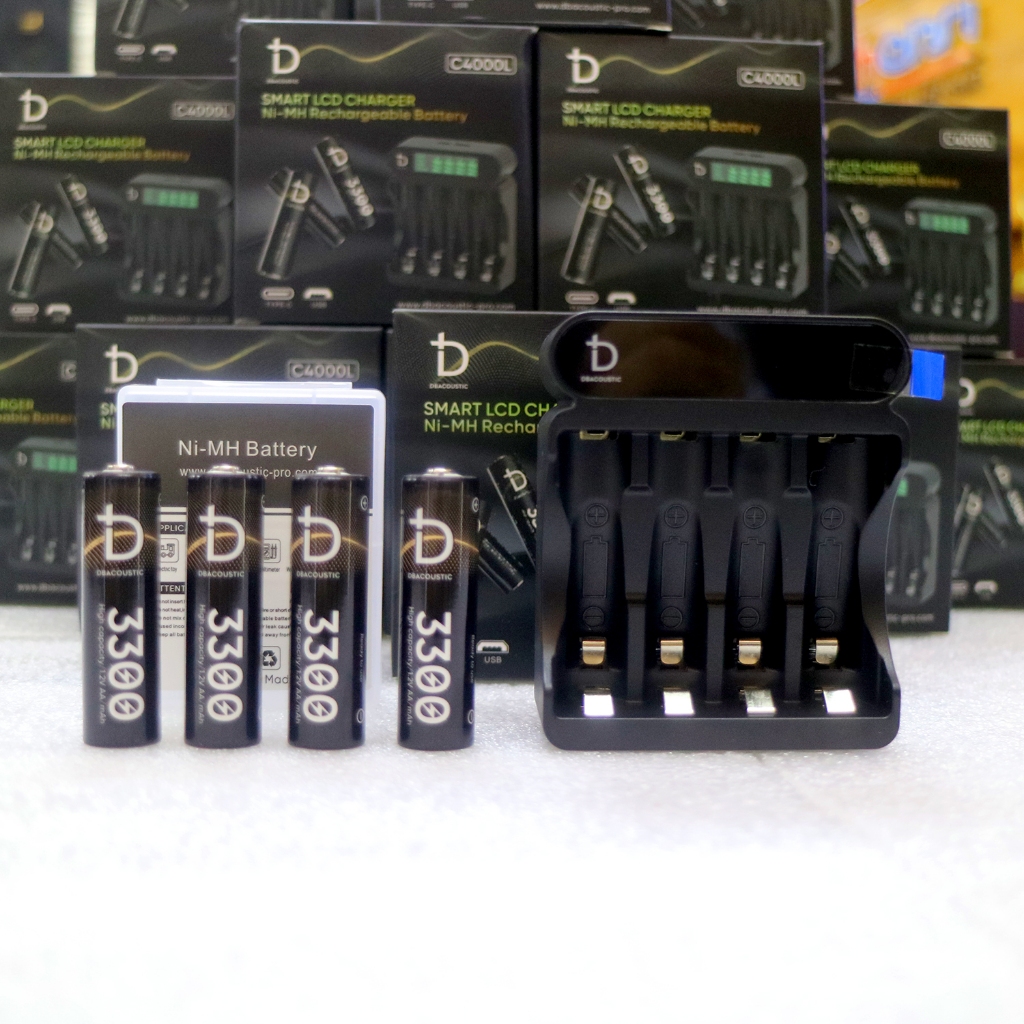Combo dock sạc kèm 4 viên pin AA 1.2V 3300mAh dBacoustic, hàng chính hãng