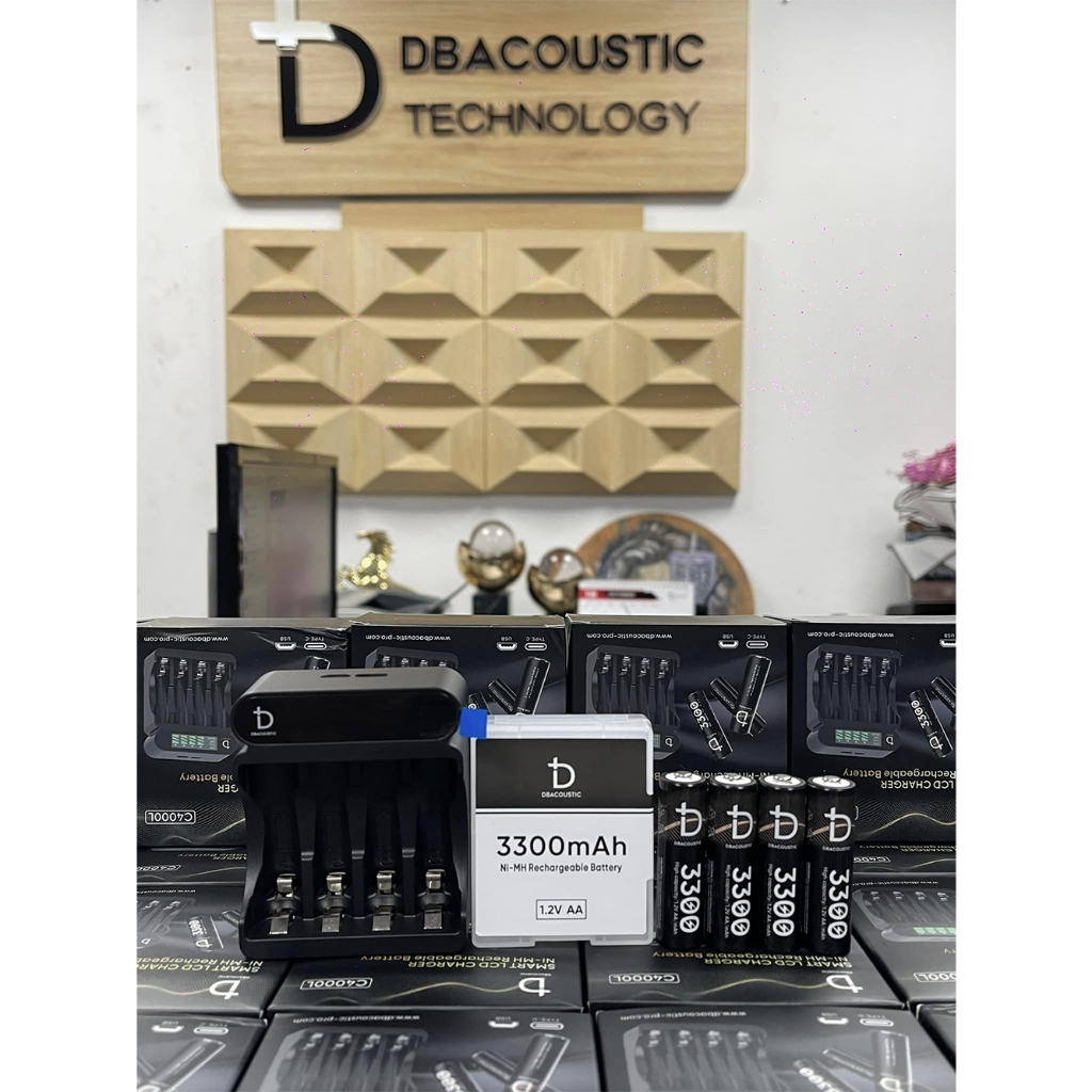 Combo dock sạc kèm 4 viên pin AA 1.2V 3300mAh dBacoustic, hàng chính hãng
