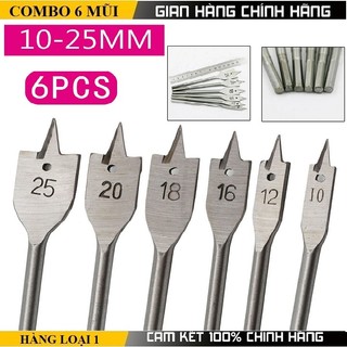 Mũi khoét gỗ ❤️freeship❤️ bộ 6 mũi khoan gỗ đuôi cá phủ titanium
