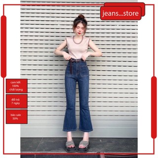 Quần jeans nữ ống loe co giãn, quần bò jean nữ ống đứng rộng suông CẠP CAO cao cấp Hottrend 2023
