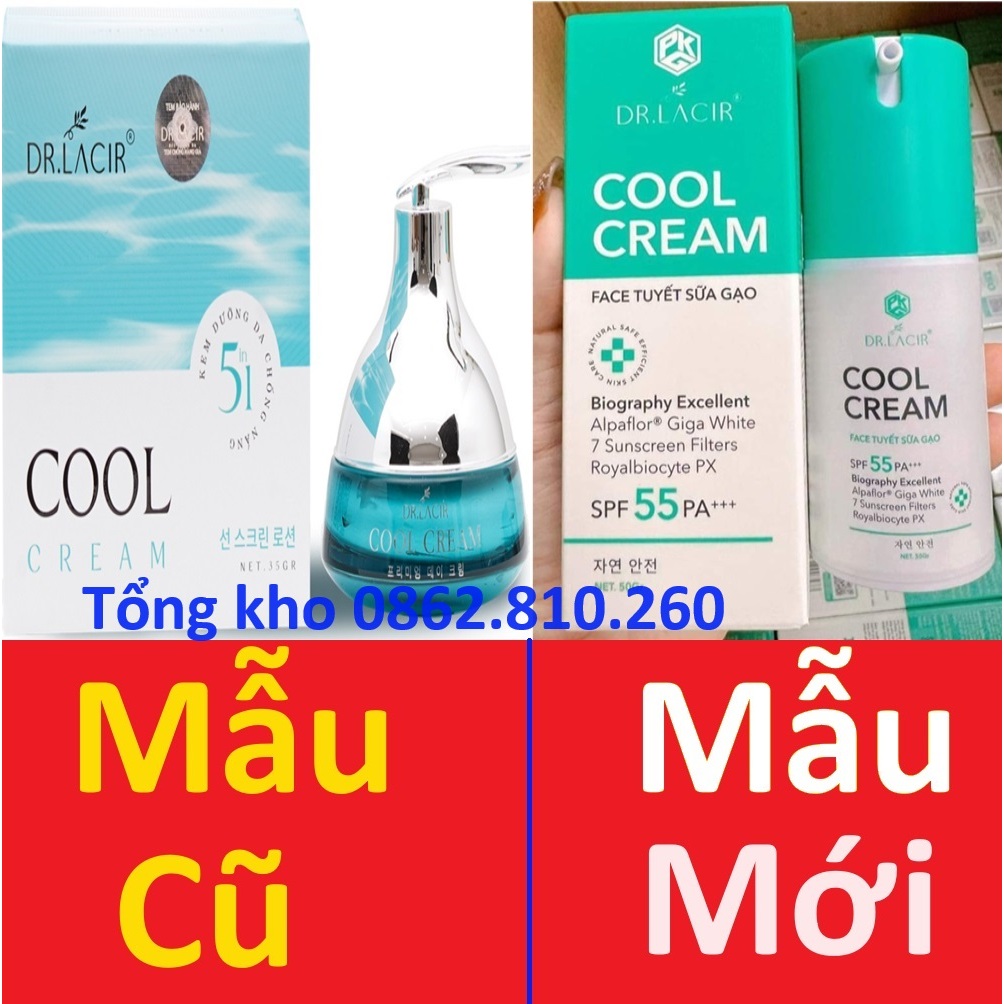 Combo kem chống nắng dưỡng da ban ngày cool cream và cấp ẩm ban đêm dr lacir whitening drlacir