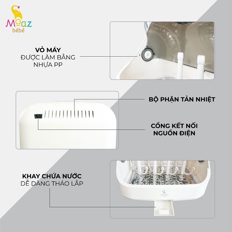 Máy úp bình sữa , tiệt trùng và sấy khô tia uvc moaz bebe mb044 bảo hành chính hãng 12 tháng - MB-044