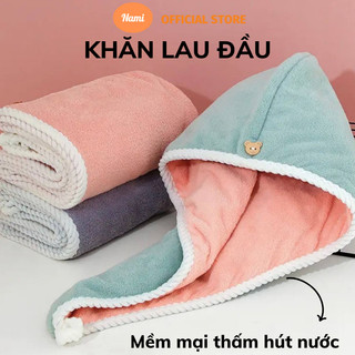 Khăn Lau Đầu Nami Ủ Tóc Bông Mềm Nhanh Khô Cao Cấp 2 Lớp