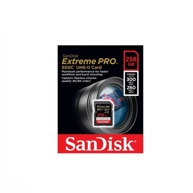 Thẻ nhớ máy ảnh 2000X SDXC SanDisk Extreme Pro 256GB U3 V90 UHS-II đọc 300MB/s ghi 260MB/s