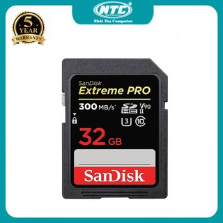 Thẻ nhớ máy ảnh 2000X SDHC SanDisk Extreme Pro 32GB U3 V90 UHS-II đọc 300MB/s ghi 260MB/s (đen)