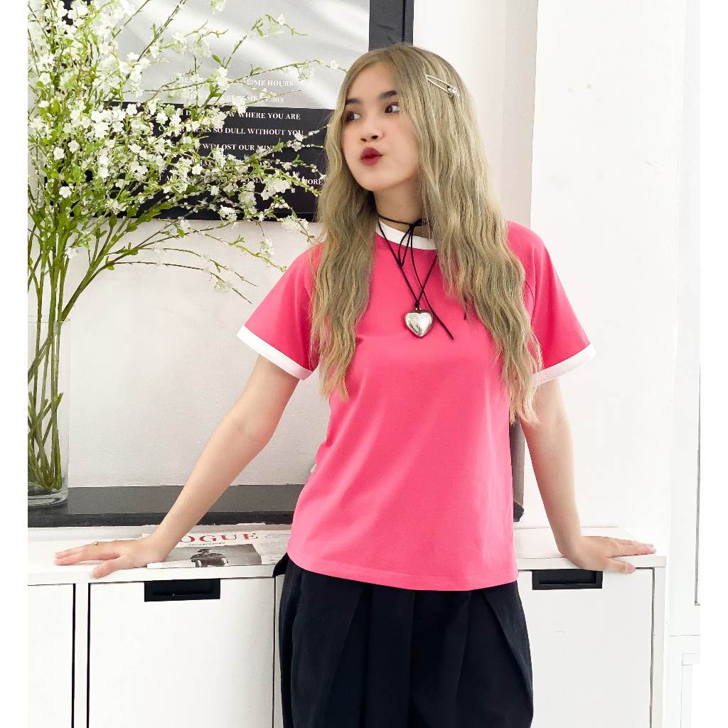 Áo baby tee phối cổ tay trơn ABPCTT01 Miucho cotton cổ tròn