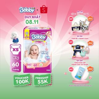 Miếng lót sơ sinh Bobby Newborn 2-60 miếng