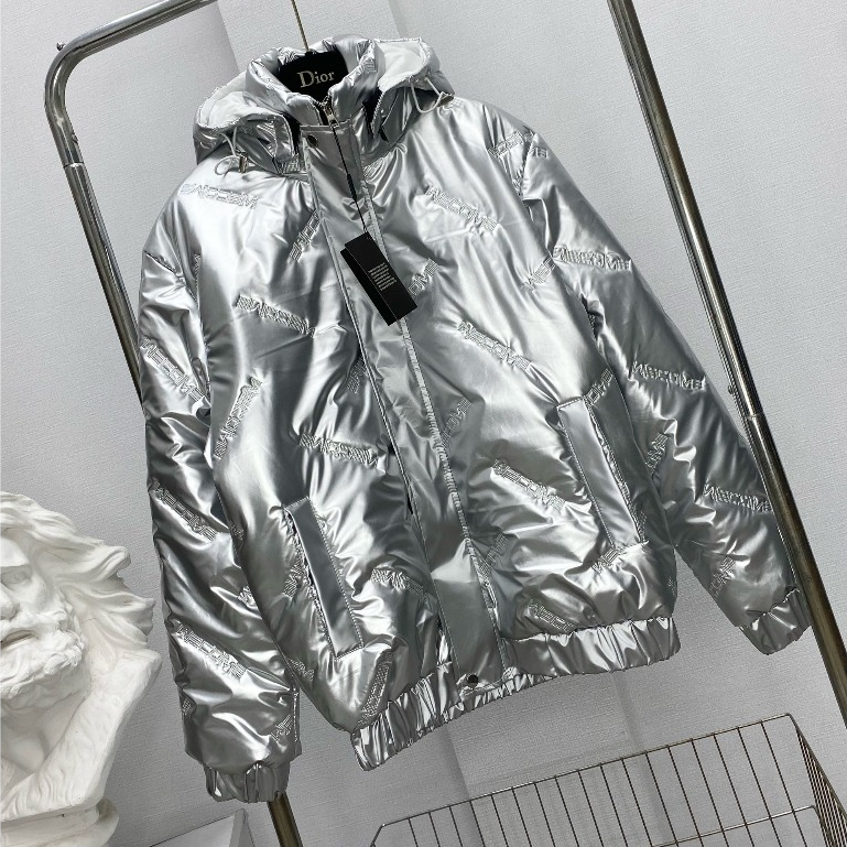 Áo khoác phao BẠC bóng dập nổi chữ wecome phối mũ bạc,áo phao bóng màu bạc có mũ bản hot trend 2024
