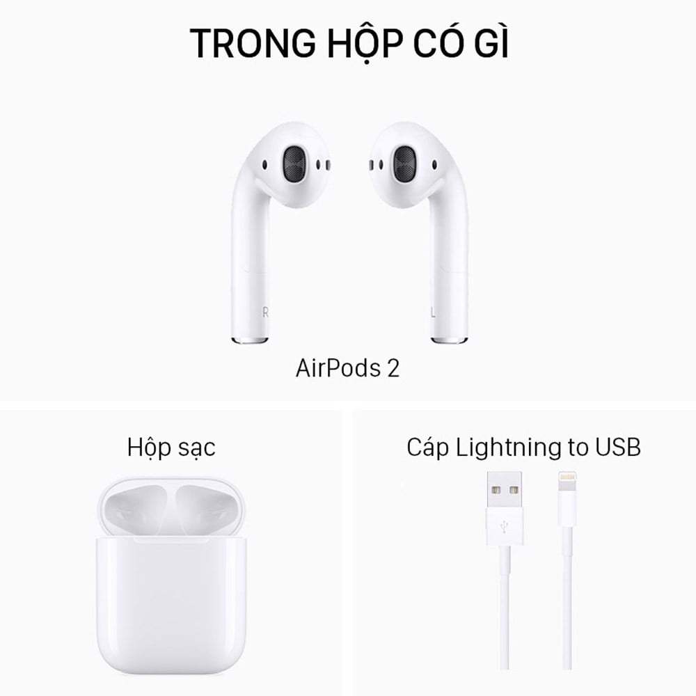 Tai nghe không dây AirPods 2 - Lightning + Charging Case chính hãng
