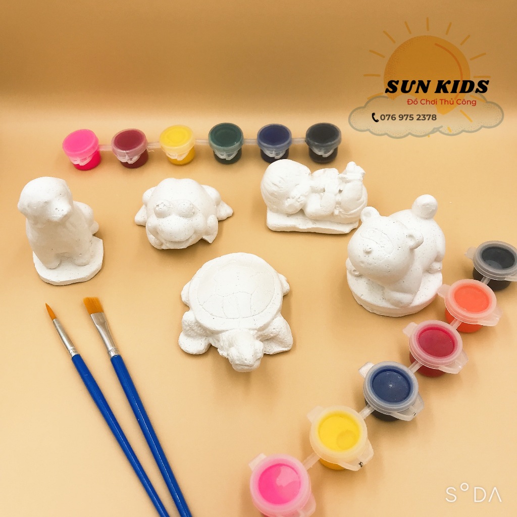 Combo 10 Tượng Thạch Cao Kèm Màu Cho Bé