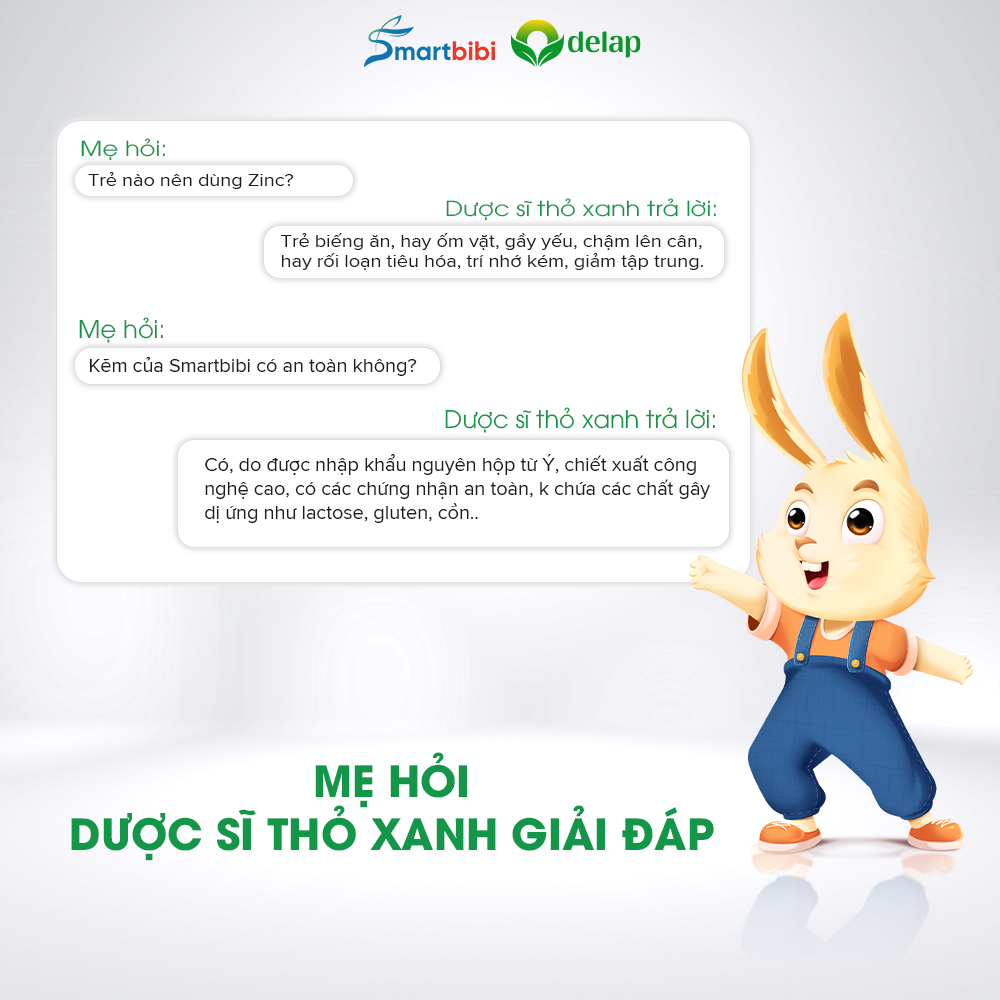 Combo 2 Kẽm chelate hữu cơ Smartbibi ZinC hỗ trợ bé ăn ngon, giảm ốm vặt, tăng khả năng tập trung trí nhớ 30ml