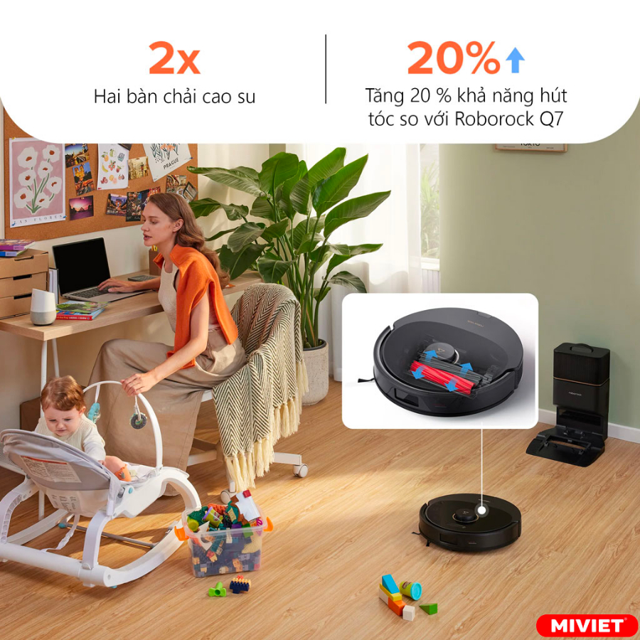 Robot hút bụi lau nhà thông minh Roborock Q8 Max Series - Q8 Max/ Q8 Max Plus - BH 24 tháng - MIVIET