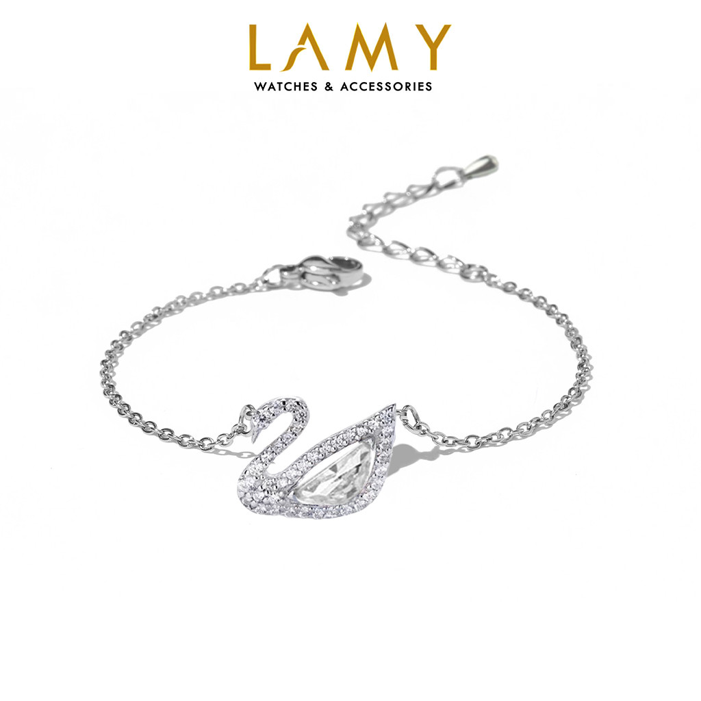 Vòng tay bạc nữ CDE Crystal Swan Bracelet White CDE2083WH - Vòng tay thiên nga cao cấp