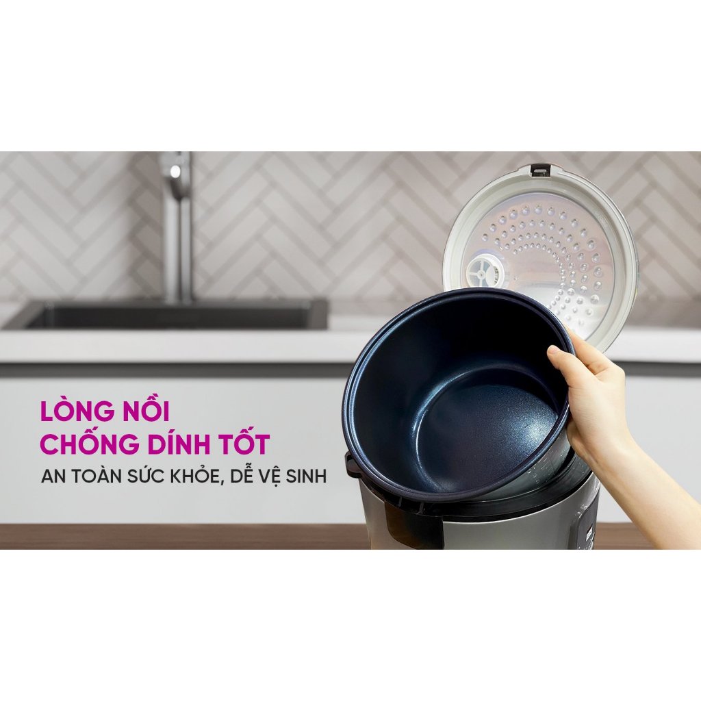 Nồi cơm điện nắp gài Mutosi MR-180G, Dung tích 1.8L, Lòng nồi dày 1.5mm, Bảo hành 24 Tháng