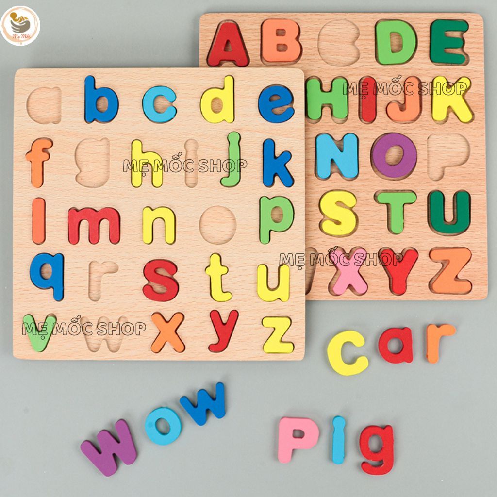 Đồ Chơi Bảng Gỗ Nổi Chữ Cái Và Số Hình Vuông Memocshop Bảng Nổi Kích Thước 20x20cm Giúp Bé Phát Triển Tư Duy
