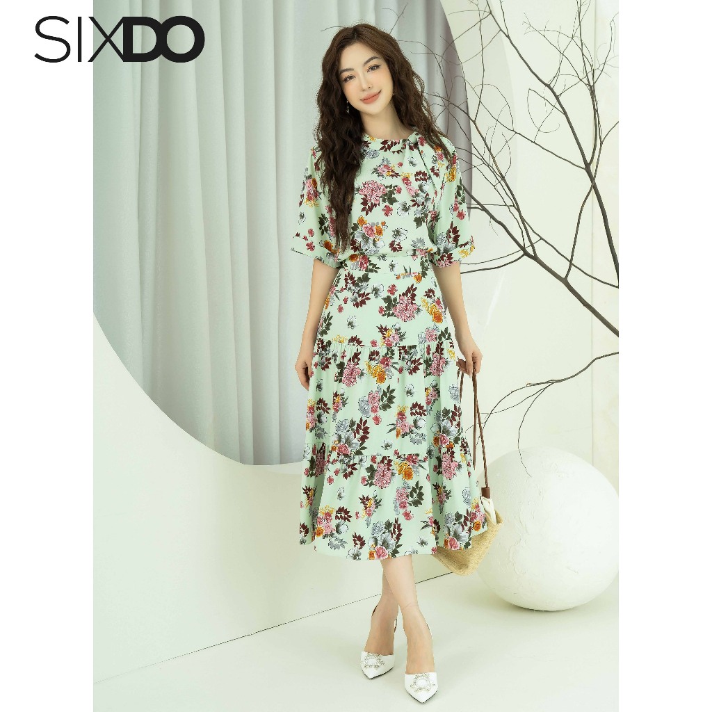 Chân váy lụa hoa SIXDO (Ruffle Midi Silk Skirt)