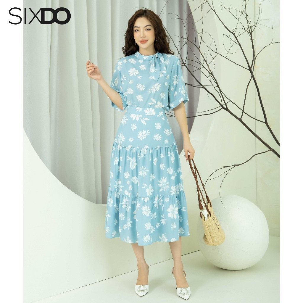 Chân váy lụa hoa SIXDO (Ruffle Midi Silk Skirt)