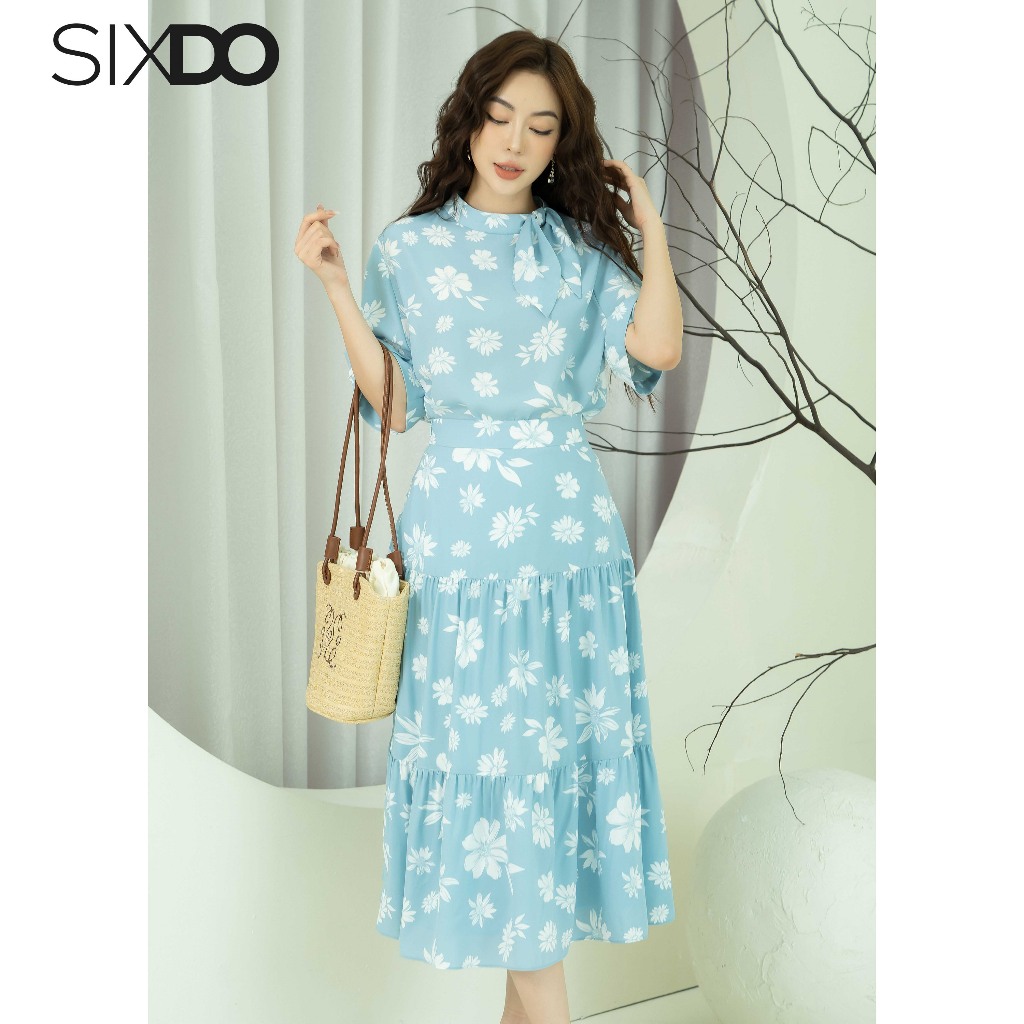 Chân váy lụa hoa SIXDO (Ruffle Midi Silk Skirt)