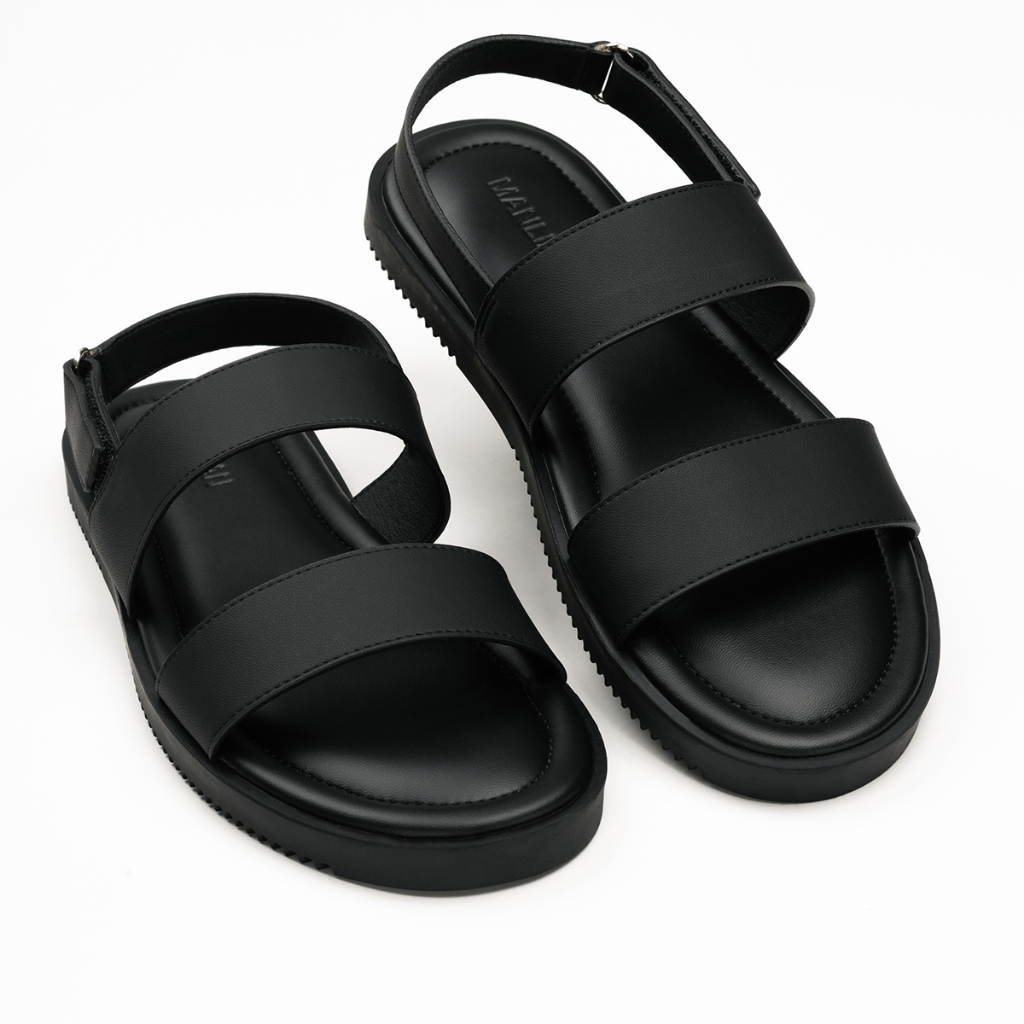 Dép Sandal Da Nam Denis MS01 Thanh Lịch Đen Êm Mềm  Cao Cấp