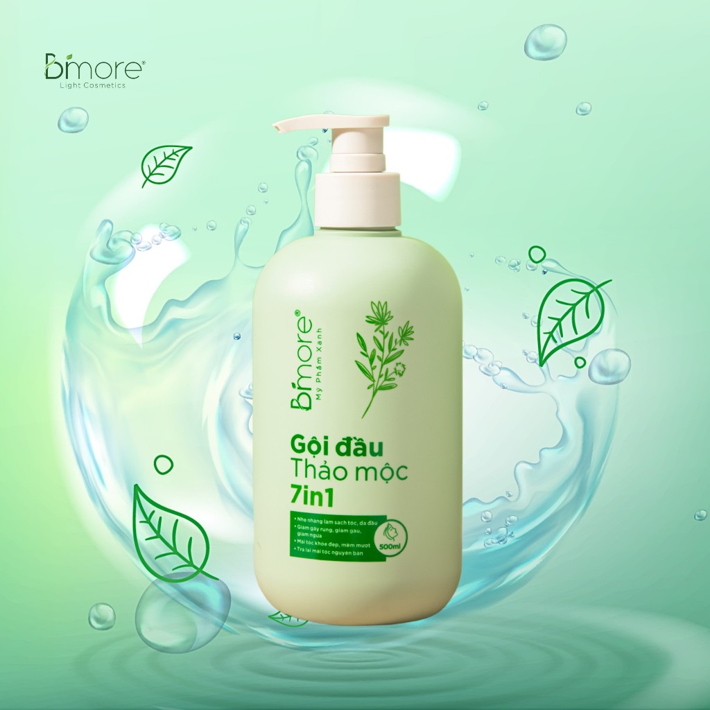 Gội đầu thảo mộc 7in1 làm sạch tóc và da đầu, nuôi dưỡng tóc khỏe đẹp.
