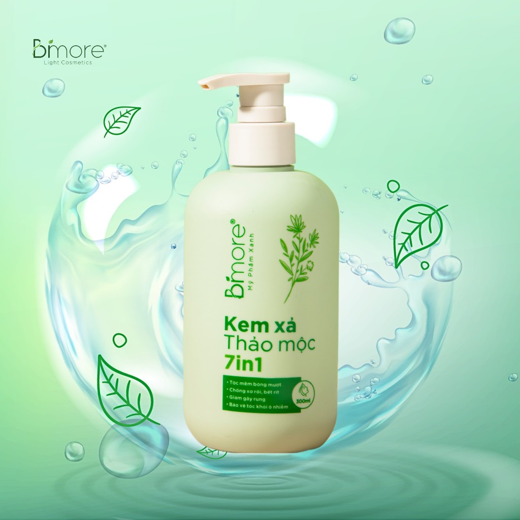 Kem xả tóc thảo mộc 7in1 giúp tóc mềm mượt, chống rối, giảm gãy rụng.