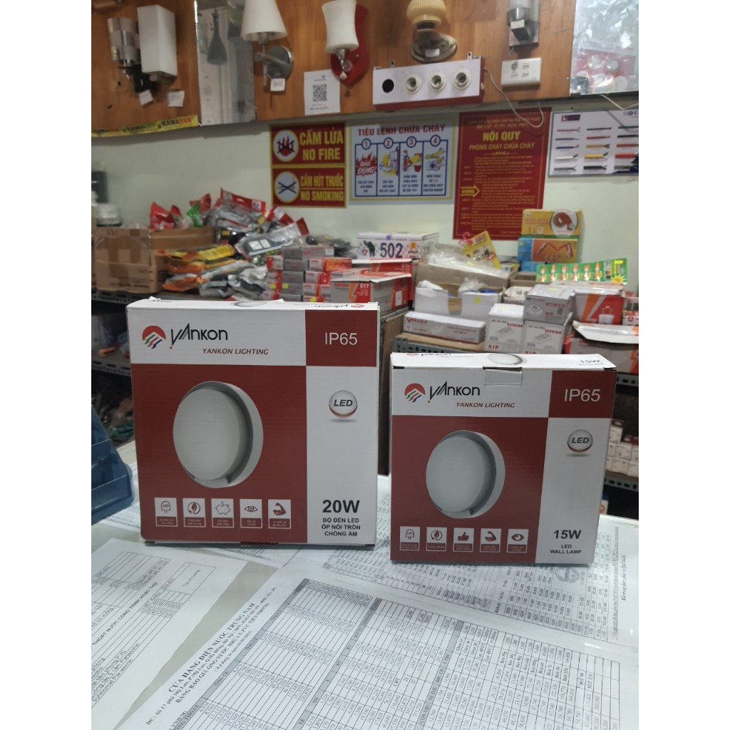 Đèn led chống ẩm IP65 hình tròn Yankon, lắp tường, trần 15w, 20w
