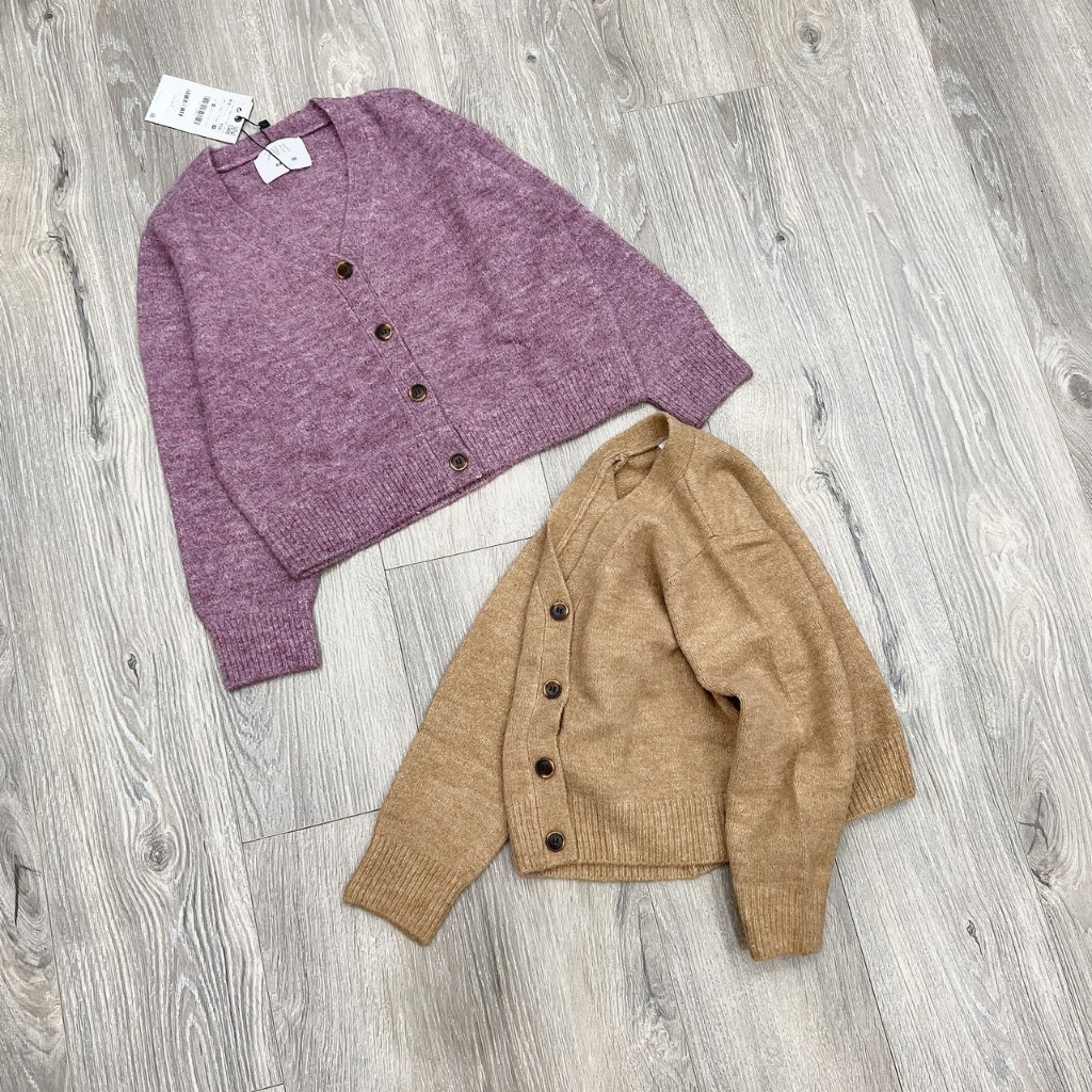 Áo len cardigan cúc dọc 2 màu