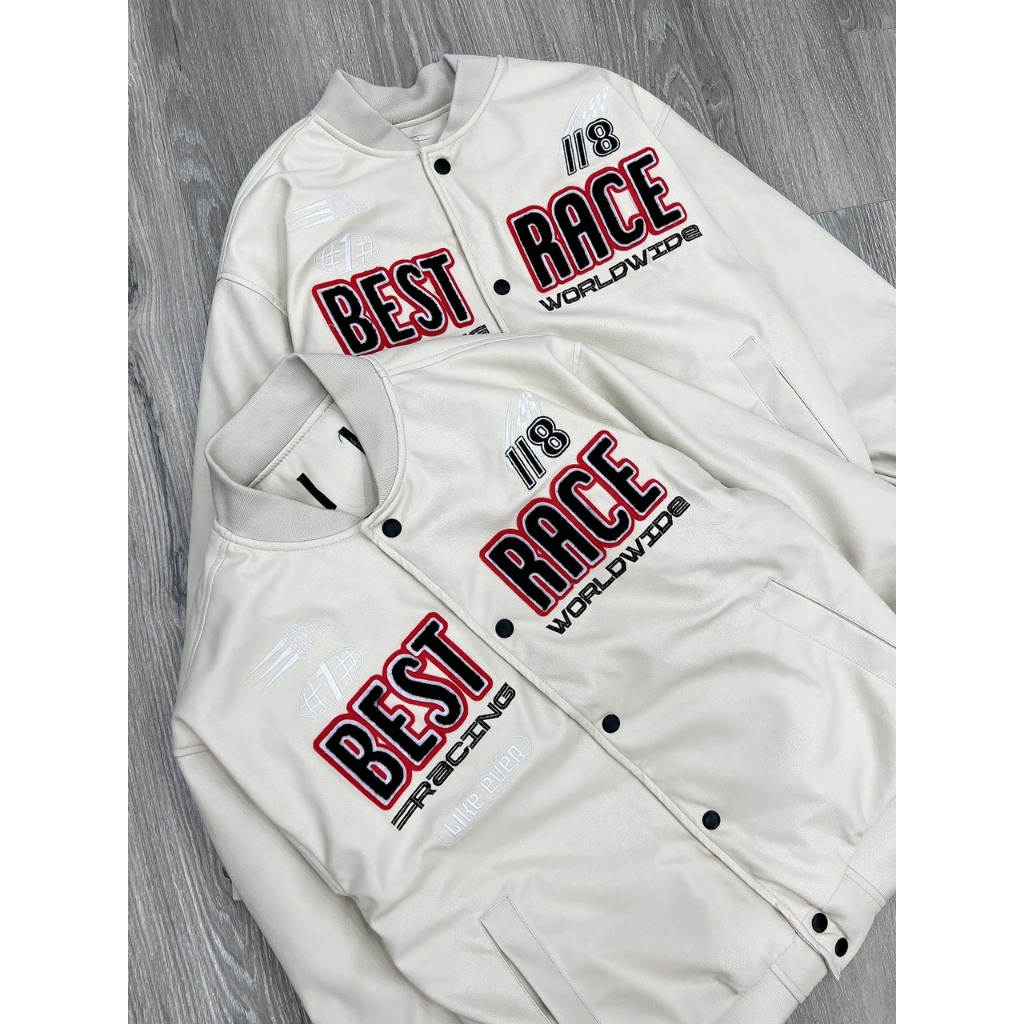 Áo khoác Bomber màu Be chữ Best Race