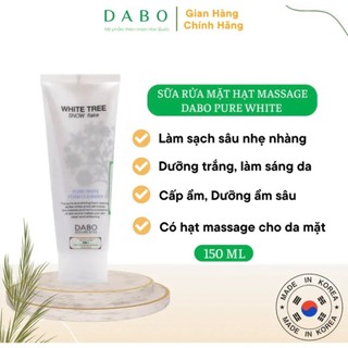 Sữa rửa mặt trắng da có hạt massage xoá mụn thâm dabo white tree snow flake 150ml hàn quốc