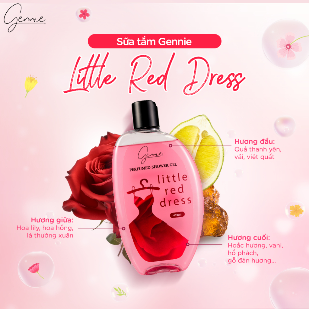 Sữa Tắm Nước Hoa Nữ Gennie Little Dress 450ml lưu hương lên đến 4H chính hãng