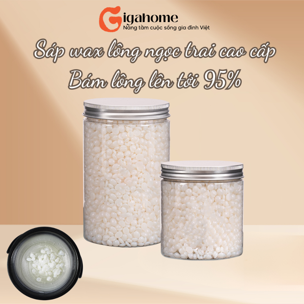 Sáp Wax Lông Ngọc Trai Cao Cấp Siêu Bám Lông, Dành Cho Da Nhạy Cảm GIGAHOME Tặng Kèm Que Silicone 1010