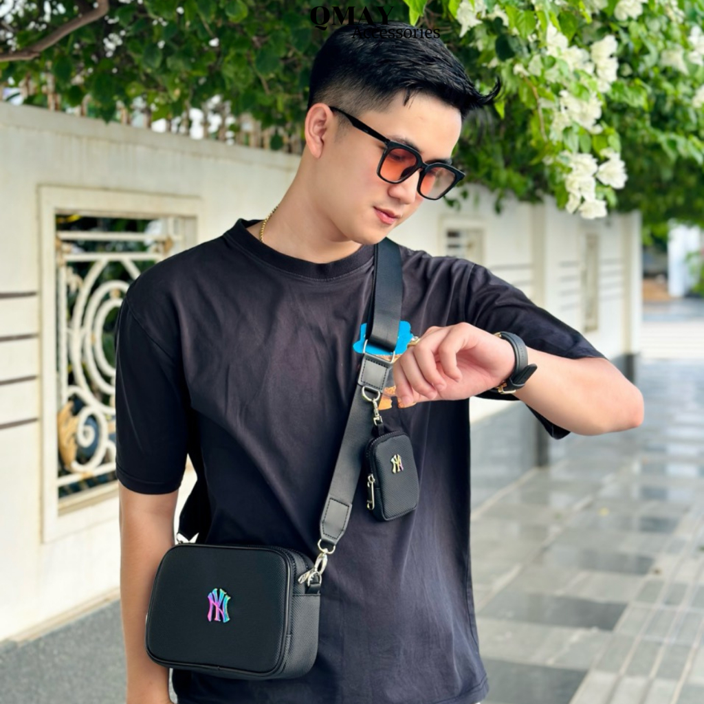 Túi Đeo Chéo MLB NY Thời Trang Nam Nữ Phiên Bản Logo TITAN Trend 2024 Chất Da Si Chống Nước Size 22cm x 14cm x 7cm